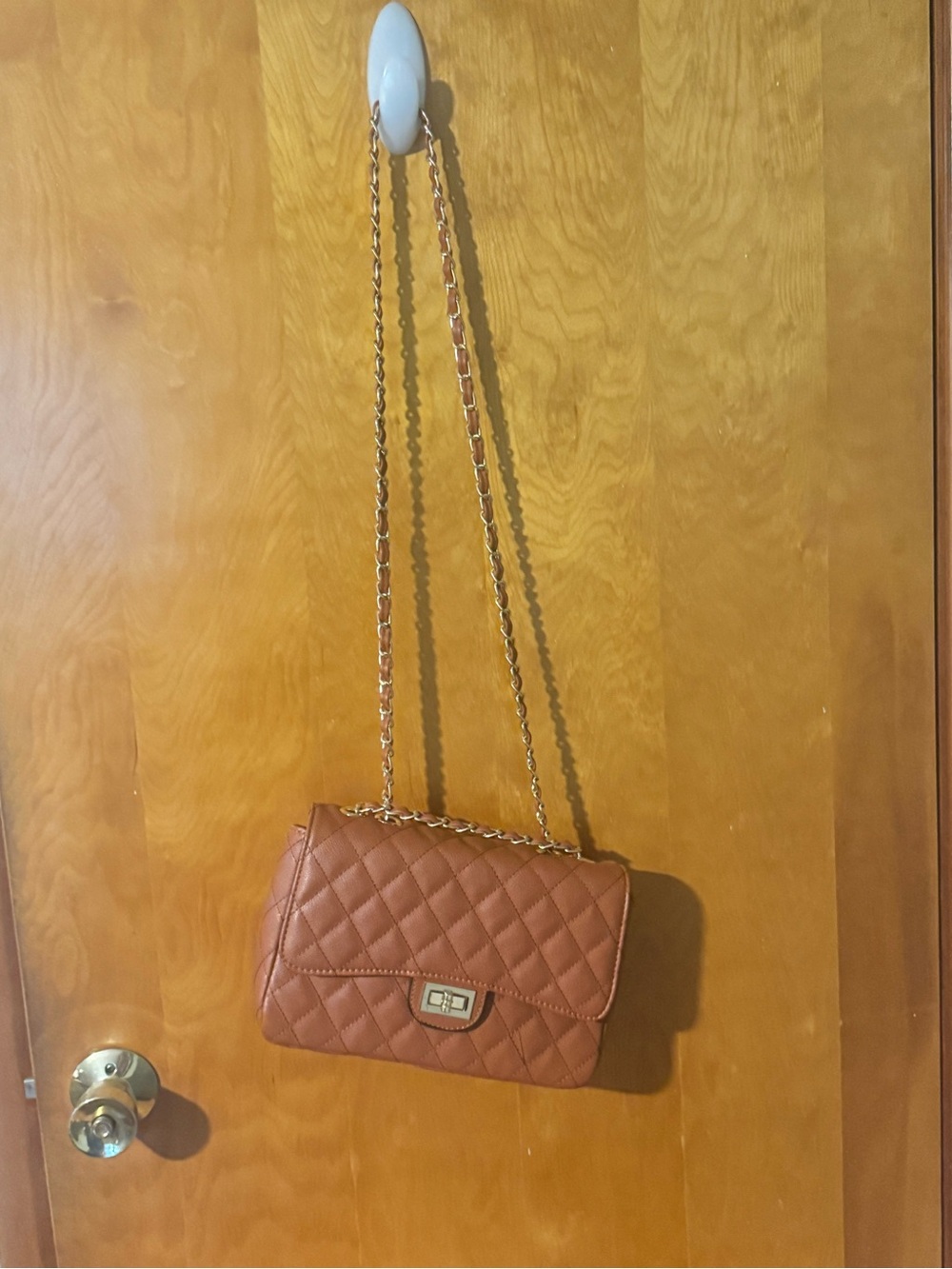 Ello Classy Brown Quilted Chain Shoulder Bag w/ Turn‑Lock Closure NWT - Picture 13 of 13